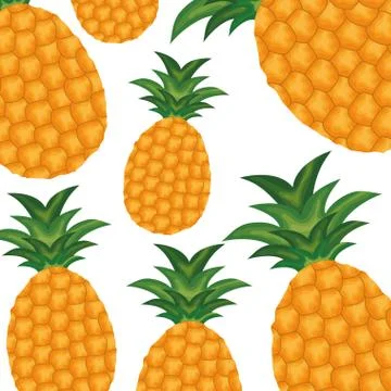 Fresh pineapples fruits pattern background Illustrazione stock