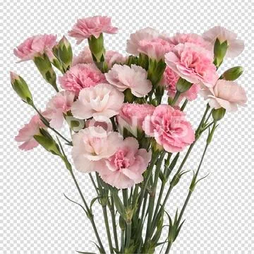 Fresh pink carnation relatives (dianthus) bouquet PSD Template
