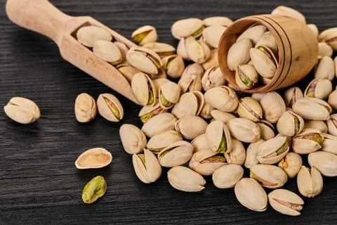 Fresh pistachios close-up Stock Photos