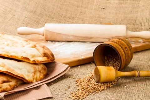 Fresh pita bread Stock Photos