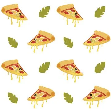 Fresh pizza slice seamless pattern, pizzeria italian background Stock Illustration