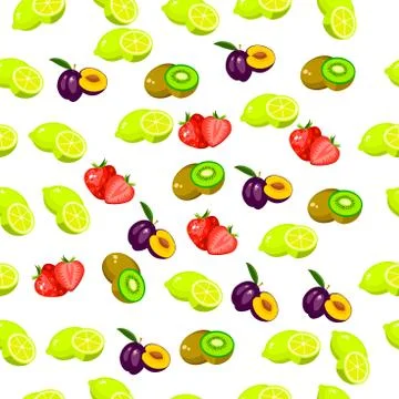 Fresh plum and slice Stock Illustration