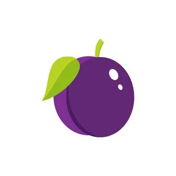 Fresh plum fruit vector icon in color. EPS 10. Plums fruits illustration. Veg Illustrazione stock