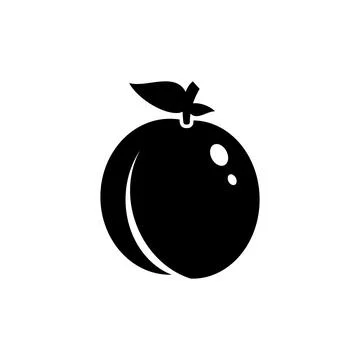 Fresh plum fruit vector icon in black. EPS 10. Plums fruits illustration. Veg Illustrazione stock