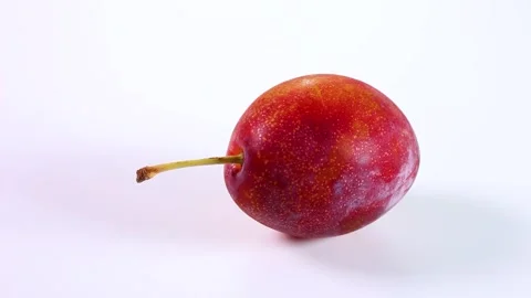 Fresh plum on white background, rotating Stock Footage 317922834