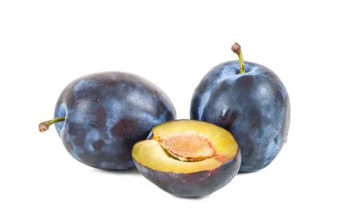 Fresh plums isolated on white background Stock Photos