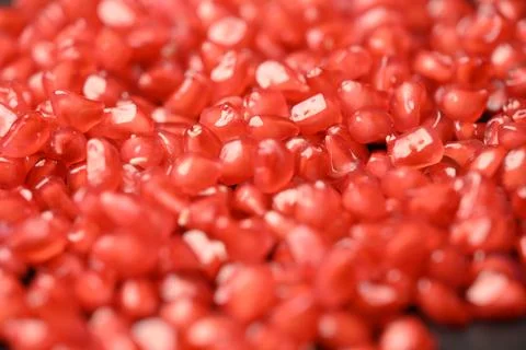 Fresh Pomegranate Arils Macro Background with Selective Focus and Natural T.. Stockfoto's