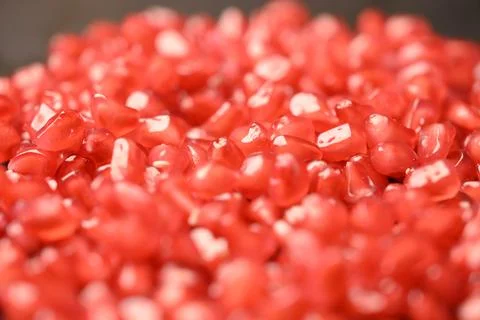 Fresh Pomegranate Arils Macro Background with Selective Focus and Natural T.. Stock Photos