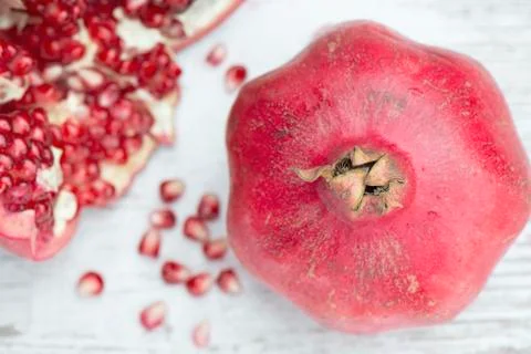 Fresh pomegranate with seeds, red and sweet Fruit, healty Food Stock Photos
