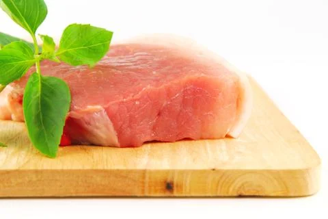 Fresh pork meat on a cutting board Stock Photos