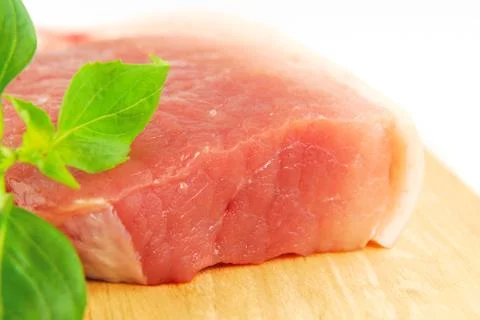 Fresh pork meat on a cutting board Stock Photos