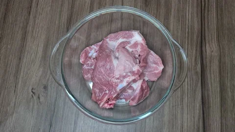 Fresh Pork Neck Raw Or Collar Pork Stock Footage 166703167