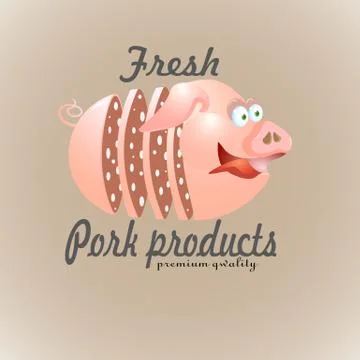 Fresh pork products. vector. Stock Illustration