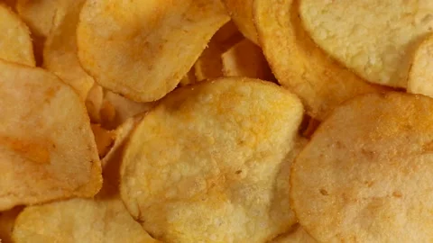 Fresh potato chips. Macro, selective focus Stock Footage 228922657