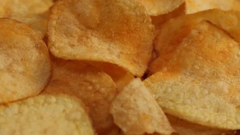 Fresh potato chips. Macro, selective focus Video stock 228922706