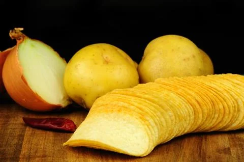 Fresh potato chips Stock Photos