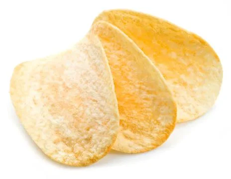 Fresh potato chips on white background for snacks Stock Photos