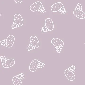 Fresh potatoes line vector seamless pattern Stock Illustration