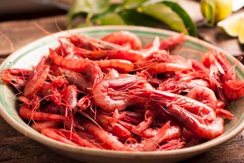 Fresh Prawns ready for cook Stock Photos