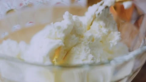 Fresh precise culinary: stirring a smooth creamy stuffing base Stock Footage 342184308
