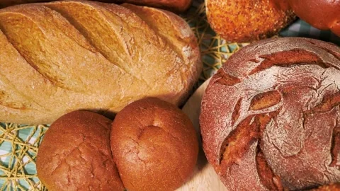 Fresh prepared bread in the assortment Stock Footage 133750265
