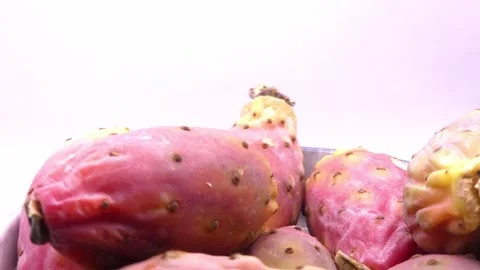 Fresh prickly pear fruit rotating for food presentation Stock Footage 345081246