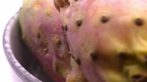 Fresh prickly pear fruit rotating for food presentation Stock Footage 345081269