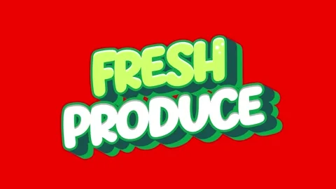 Fresh Produce Animated Bubble Text with Bold Green and White Typography on .. Stock Footage 339260559