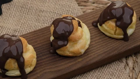 Fresh profiterole rotate Stock Footage 260260812