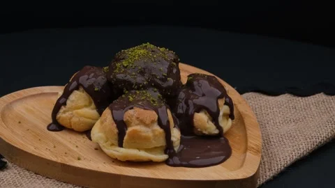 Fresh profiterole rotating Stock Footage 260162725