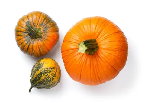 Fresh Pumpkins Isolated Over White Background Stock Photos