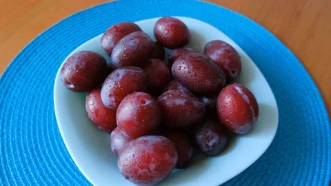 Fresh purple plum Stock Footage 137010610