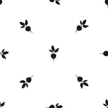 Fresh radish pattern seamless black Stock Illustration
