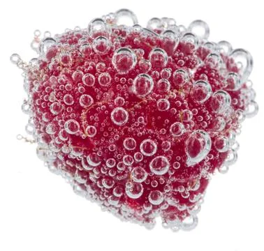 Fresh raspberry with bubbles Stock Photos