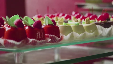 Fresh Raspberry Dessert On A Tray Festive Dinner Stock Footage 304799382