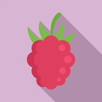 Fresh raspberry icon, flat style Illustrazione stock