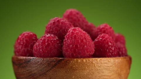 Fresh raspberry isolated on green background Stock-Footage 205063458