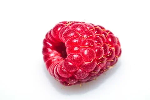 Fresh raspberry isolated on white. ripe raspberries. red berry macro Stock Photos