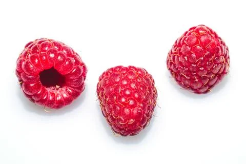 Fresh raspberry isolated on white. ripe raspberries. red berry macro Stock Photos