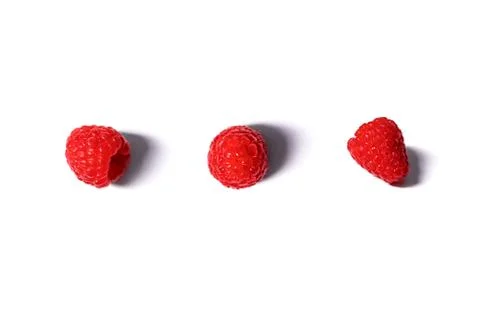 Fresh raspberry isolated on white. Top view. Stock Photos