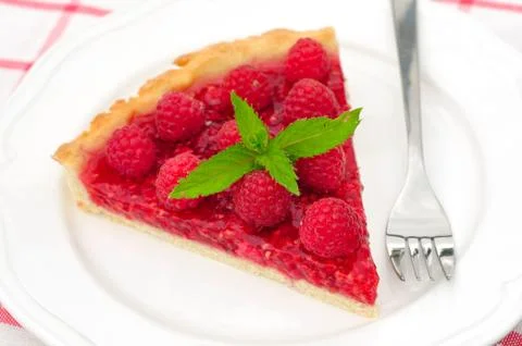 Fresh Raspberry Jelly Tart, selective focus Stock Photos