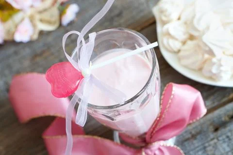 Fresh raspberry smoothie Stock Photos