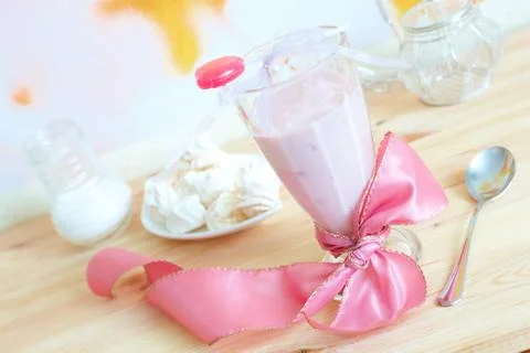 Fresh raspberry smoothie Stock Photos