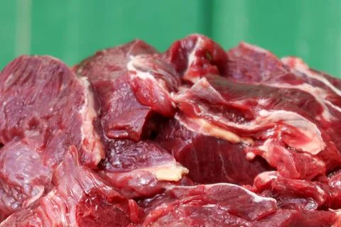 Fresh raw beef cuts with visible marbling and fat Stock Photos
