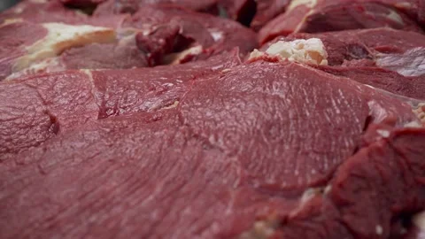 Fresh raw beef meat steak, top view. Stock Footage 167262794
