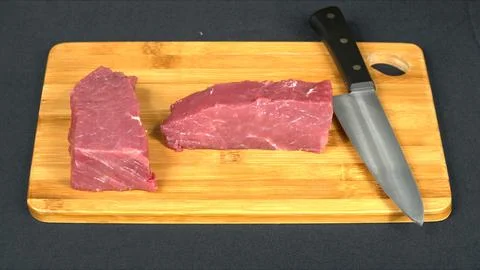 Fresh Raw Beef Steak Meat Block and Macro Fiber Texture Stock Photos