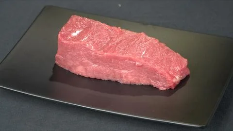 Fresh Raw Beef Steak Meat Block and Macro Fiber Texture Stock Photos