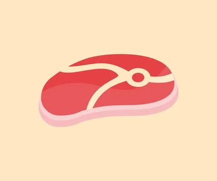 Fresh raw beef steak, sliced raw pork meat, Marbled beef, logo design. Illustrazione stock