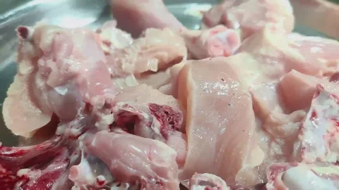 Fresh raw chicken plate. Rotating table Stock Footage 272192989