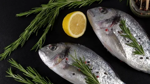 Fresh raw dorado and on table Stock Footage 75167336